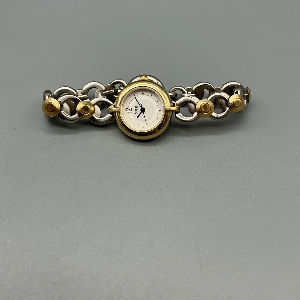 Guess Womens Watch Cream Dial Two Tone Stainless Bracelet New Battery 7